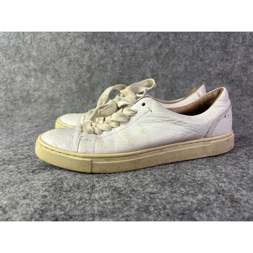 Frye Ivy Low Lace Sneakers Womens Size 6 White‎ Pebbled Leather Casual Shoes